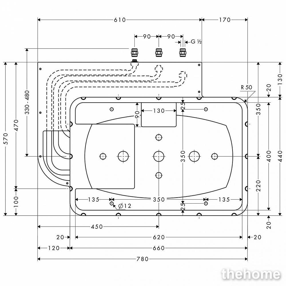 Скрытая монтажная часть для душа Hansgrohe Raindance Rainmaker 28414180 - 2