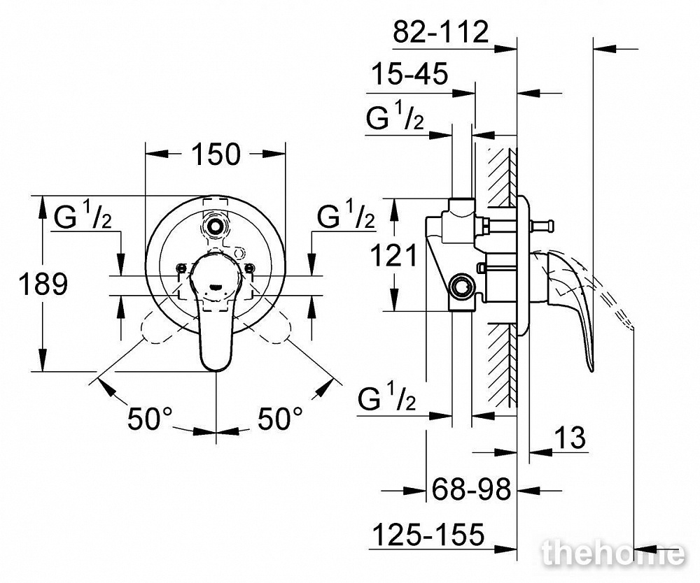 Смеситель Grohe Euroeco 32747000 для ванны с душем - 4