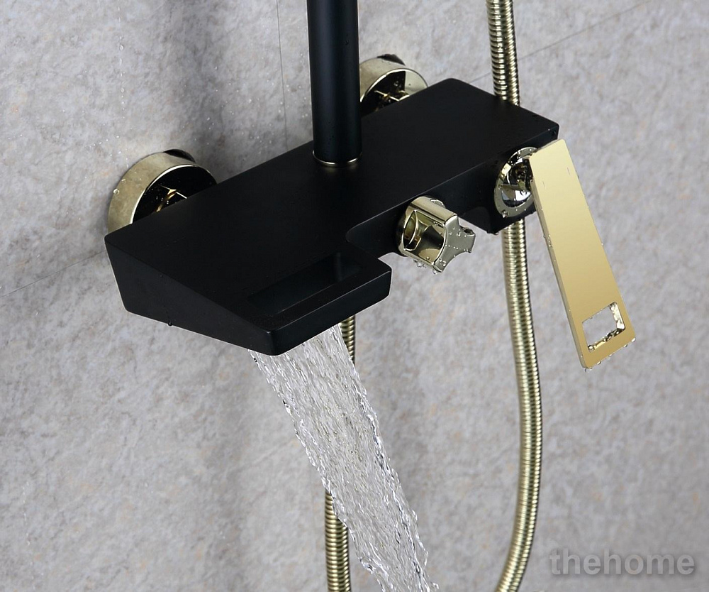 Душевой гарнитур черный/золото Bronze de Luxe QUADRO LT919B - 3