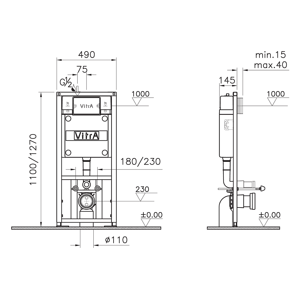 Комплект безободкового унитаза VitrA Metropole 9820B003-7201, кнопка хром - 8