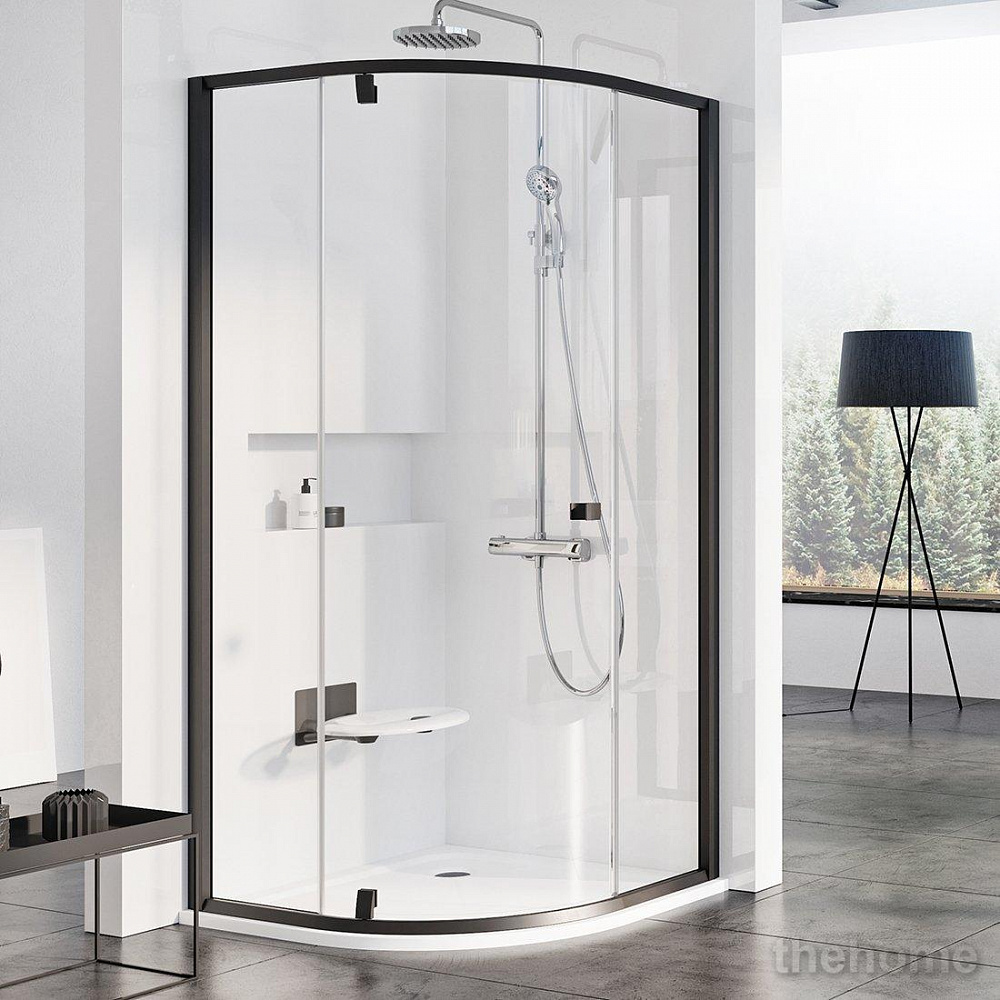 Душевой уголок Ravak PIVOT PSKK3-90 чёрный+ прозрачное стекло - TheHome