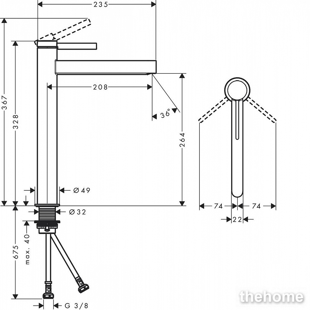 Смеситель Hansgrohe Finoris для раковины 76070670 черный - 4