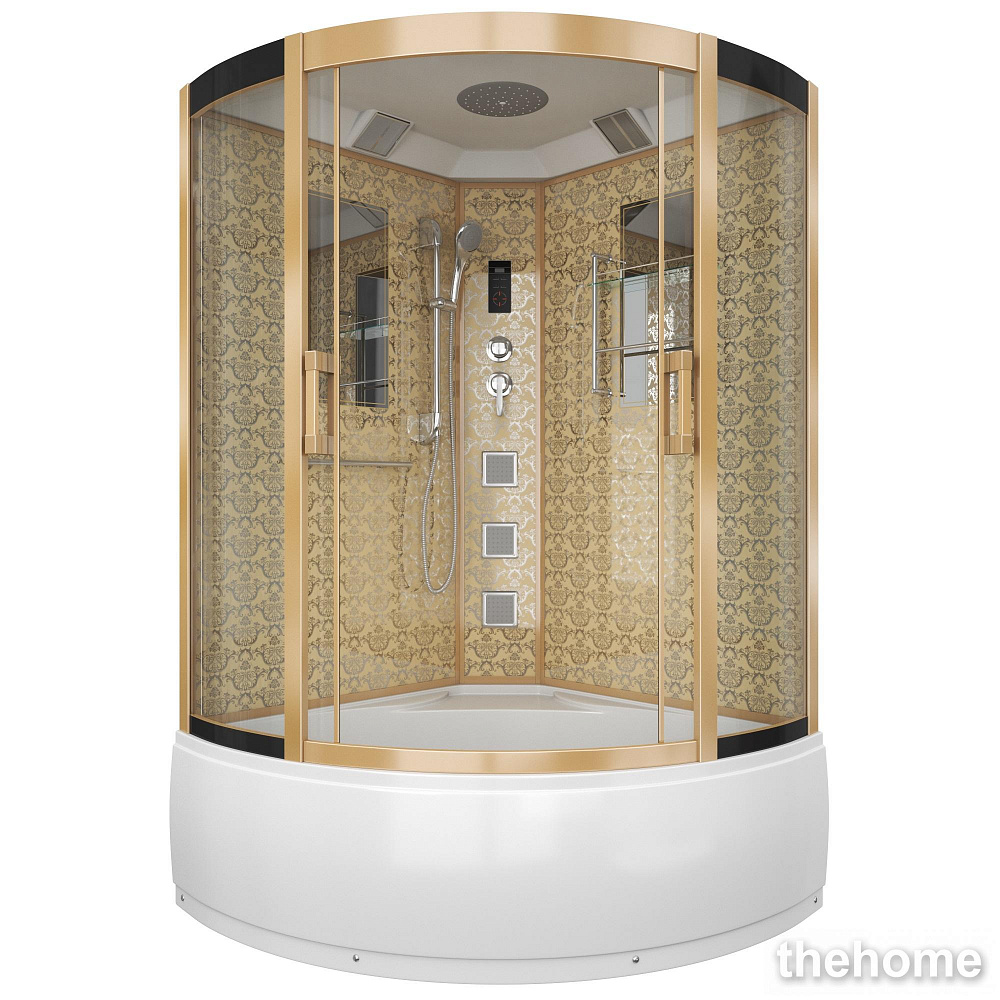 Душевая кабина Niagara NG-7744G 120x120 см с гидромассажем стенки золото - TheHome