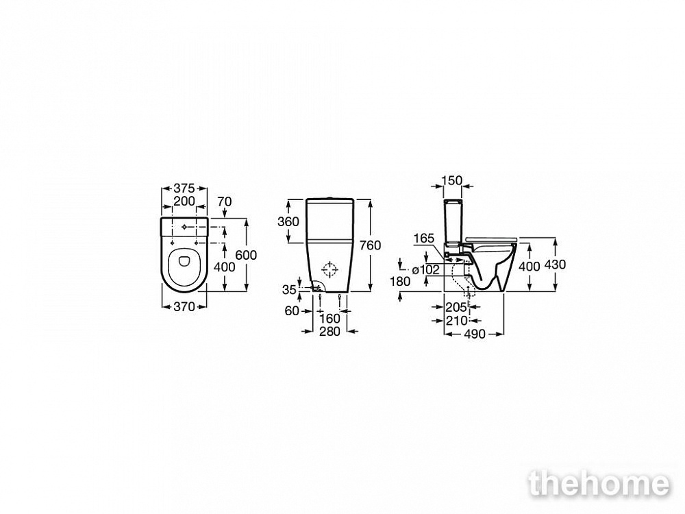 Чаша напольного унитаза Roca Inspira Round 600 rimless 342529000 - 3
