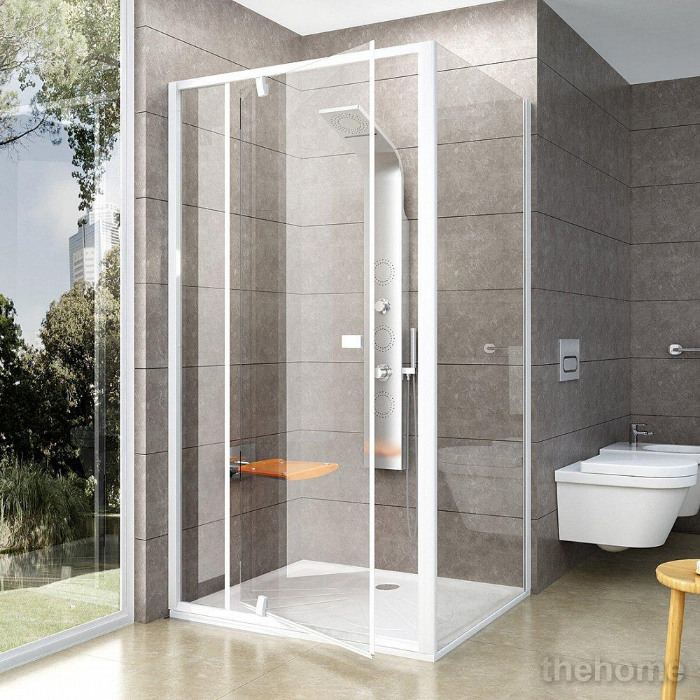 Душевая дверь Ravak PIVOT PDOP2-120 белая+ прозрачное стекло - TheHome