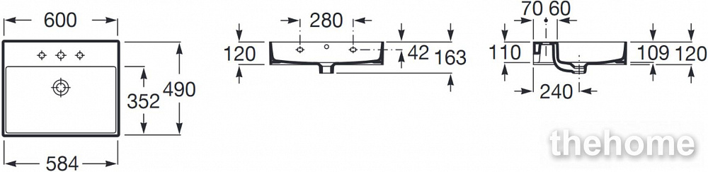 Раковина 60 см Roca Inspira square 32752C660 кофе - 2