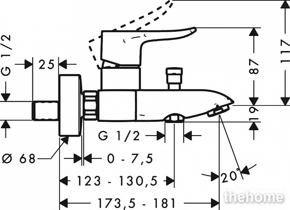 Смеситель для ванны с душем Hansgrohe Metris 31480000 - 3