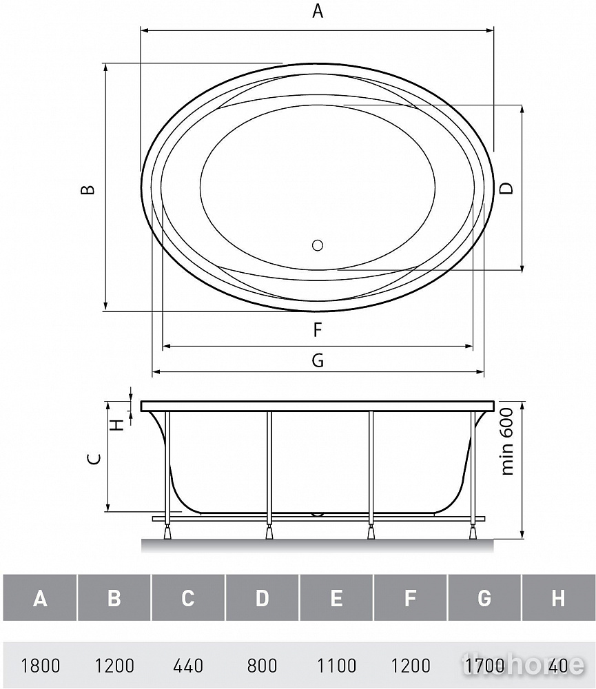 Акриловая ванна Vayer Opal 180x120 - 4