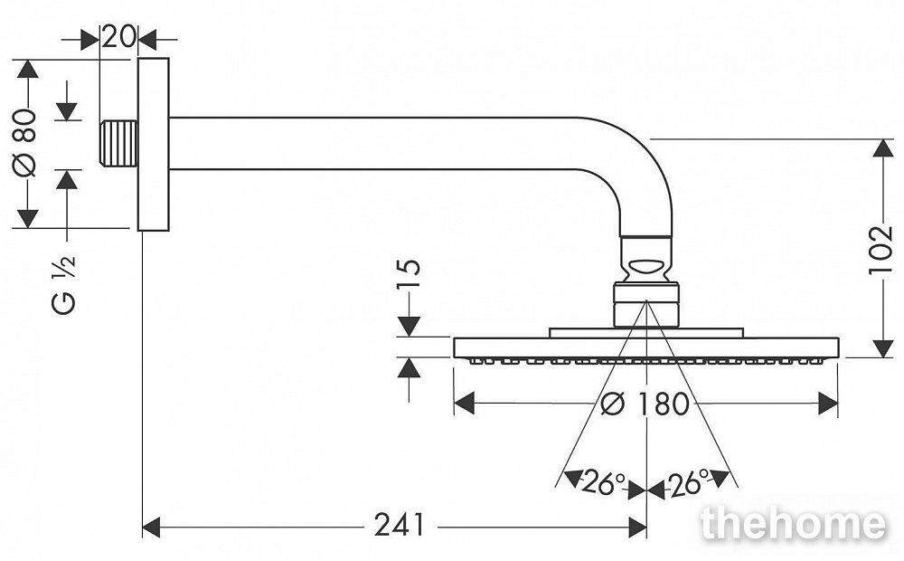 Верхний душ Hansgrohe Raindance S 180 1 jet 27471000 - 5