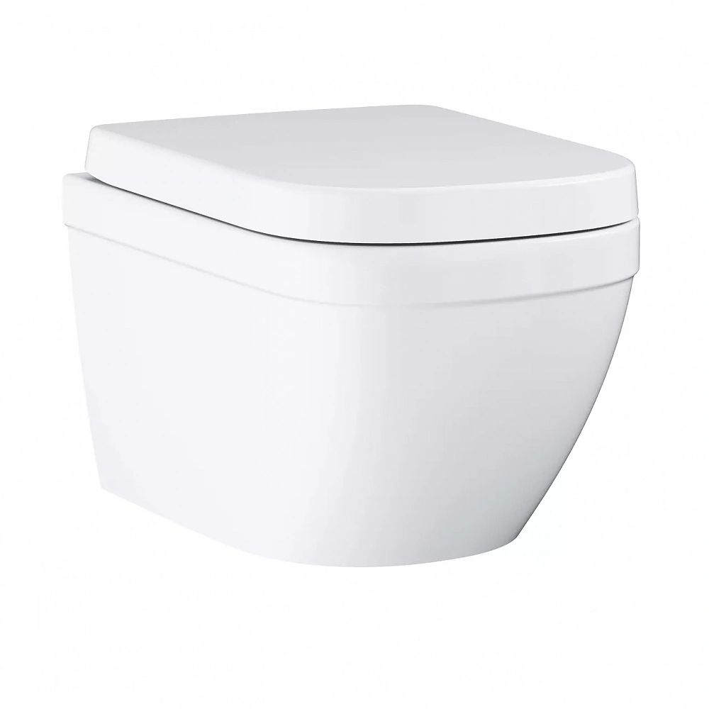 Подвесной унитаз Grohe Euro Ceramic Bundle 39554000 безободковый, с крышкой-сиденьем микролифт - TheHome