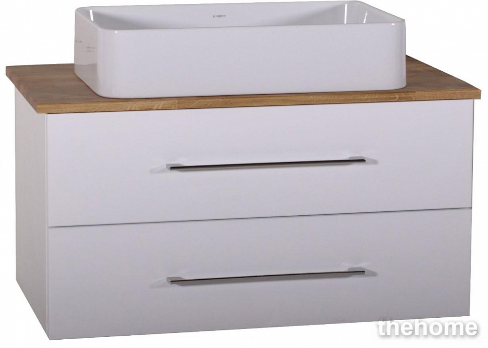 Тумба под раковину ASB-Woodline Санди 100 10882 белая/дуб - TheHome