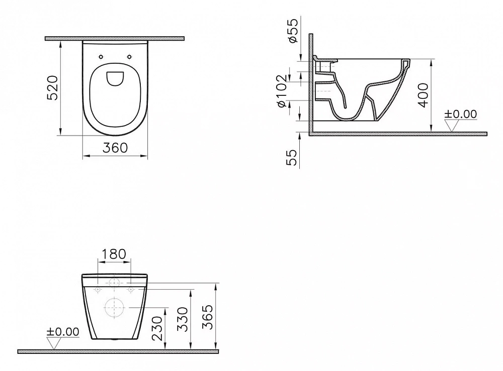 Чаша унитаза подвесного VitrA S50 7740B003-0075 безободковый - 5