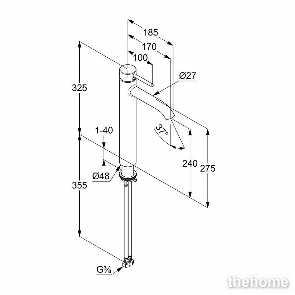 Cмеситель Kludi Bozz 382863976 для раковины черный матовый - 2