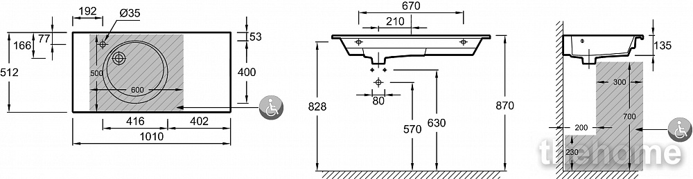 Раковина 101 см Jacob Delafon Odeon Rive Gauche EXAU112-00, белый - 2