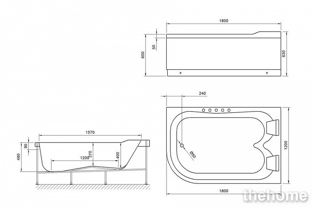 Акриловая ванна Royal Bath Norway RB331100 c каркасом 180х120х66 R - 3