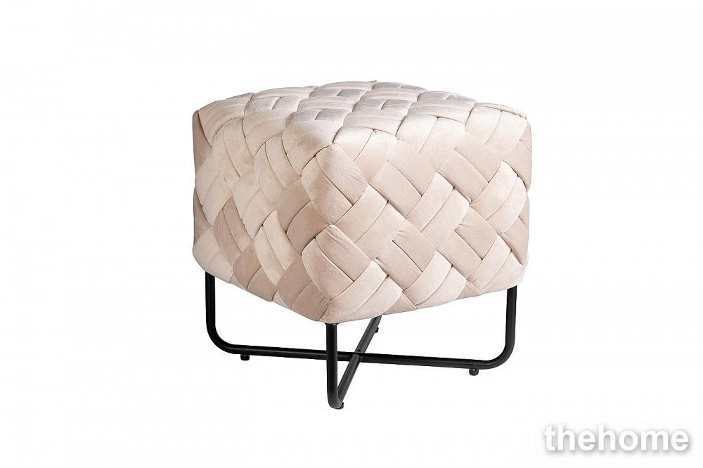 N-OT-100 BG BL Банкетка плетеная велюр бежевый 43*43*44см Garda Decor - 2
