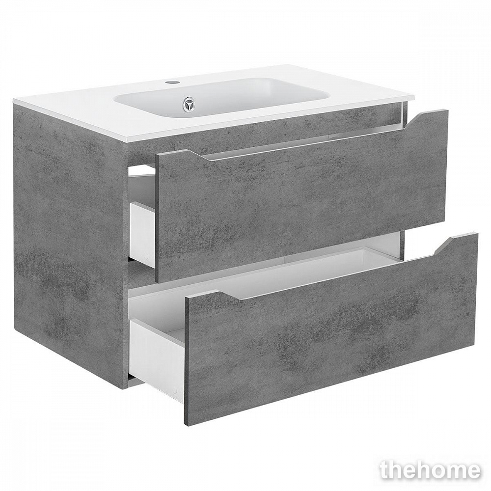 Тумба под раковину Vincea Norma 80 см подвесная, ящики soft close, Beton - 3