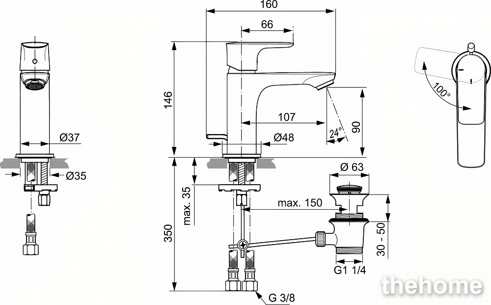Смеситель для раковины Ideal Standard CONNECT AIR A7008AA - 3