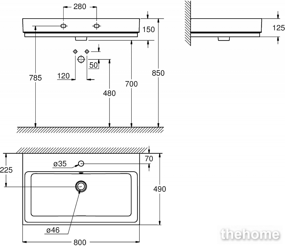 Раковина Grohe Cube Ceramic 3946900H 80 см - 4