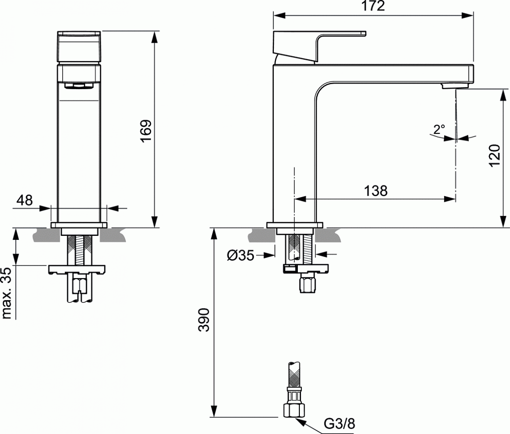 Смеситель для раковины Ideal Standard EDGE A7108AA - 2