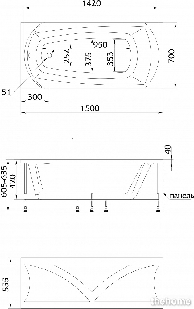 Акриловая ванна 1MarKa Elegance 150x70 - 4