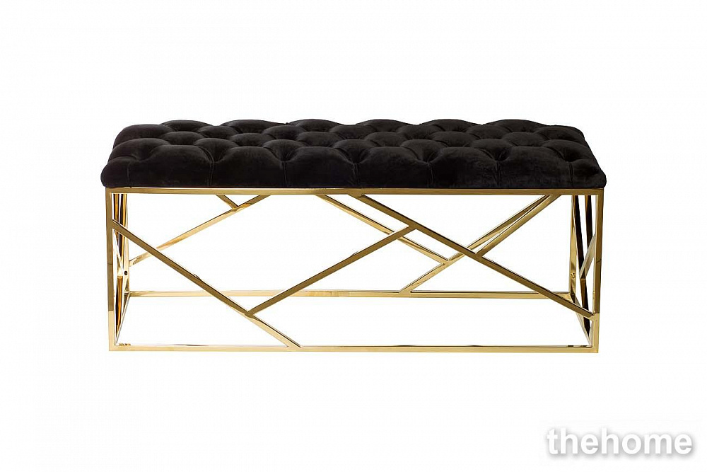 GY-BEN7835GOLD-BL Банкетка велюр черный/золото 110*42*46см Garda Decor - TheHome