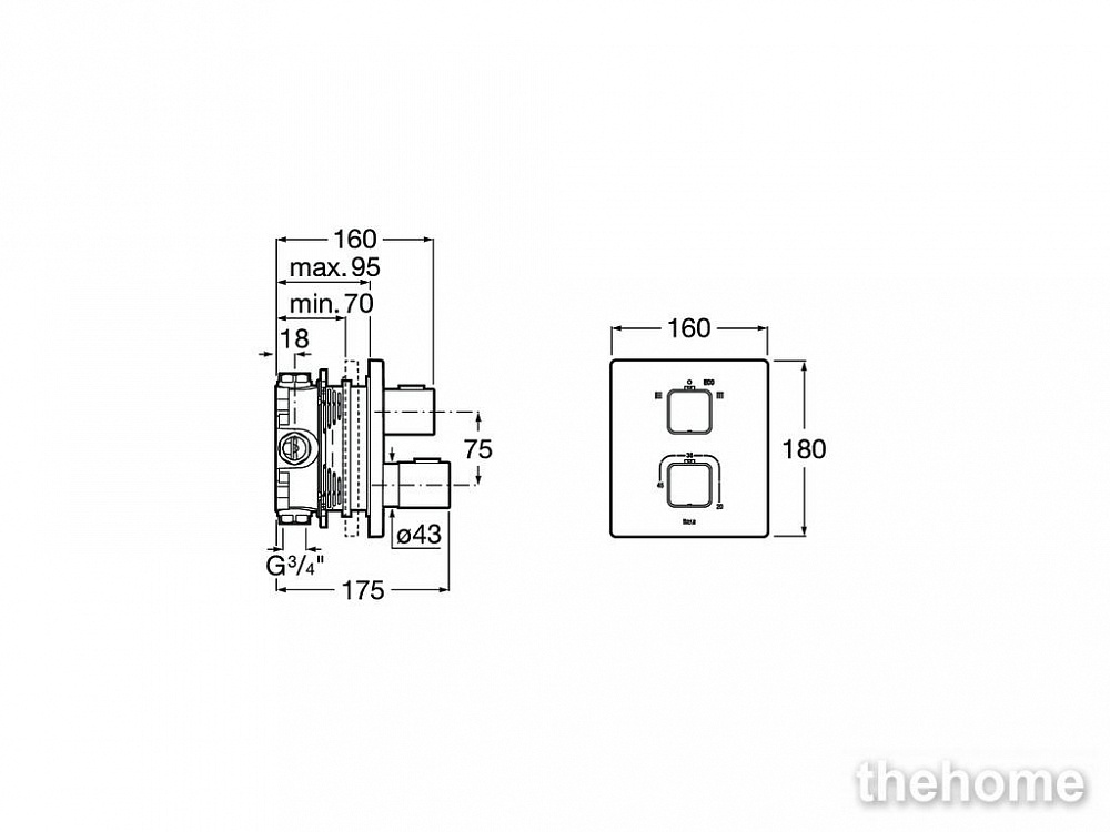 Смеситель Roca T-1000 5A0C1AC00 для ванны с душем, хром - 2