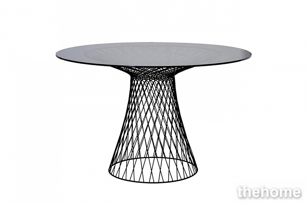 46AS-DT5019-BL Стол обеденный темн.стекло/черн.металл d120*75см Garda Decor - TheHome