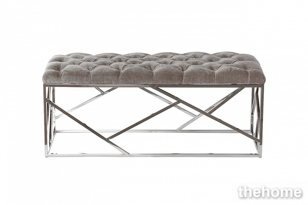 GY-BEN7834-GR Банкетка велюр серый/хром 110*42*46см Garda Decor - TheHome