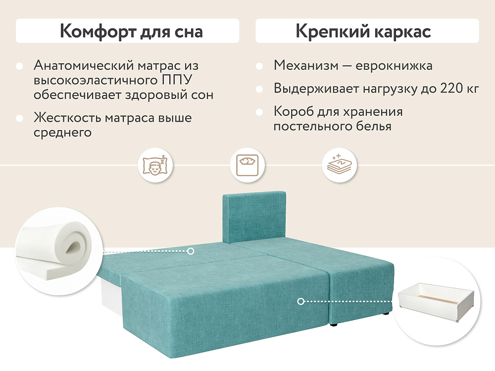 Диван угловой DeeOne Каир AAA4007007 бирюзовый - 5