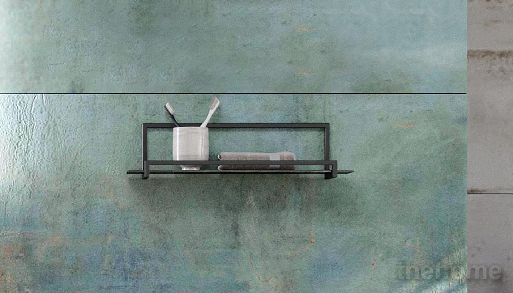 Полка металлическая со стеклом Gelou 40 Black, pkGEL.40-54 - TheHome