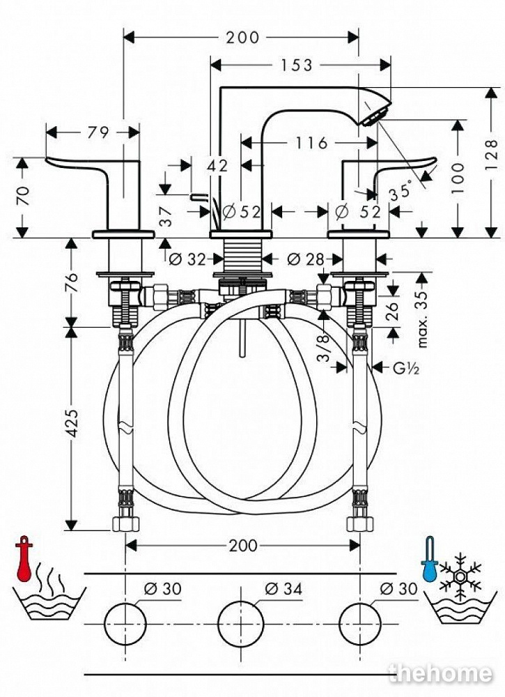 Смеситель для раковины Hansgrohe Metris 31083000 - 2