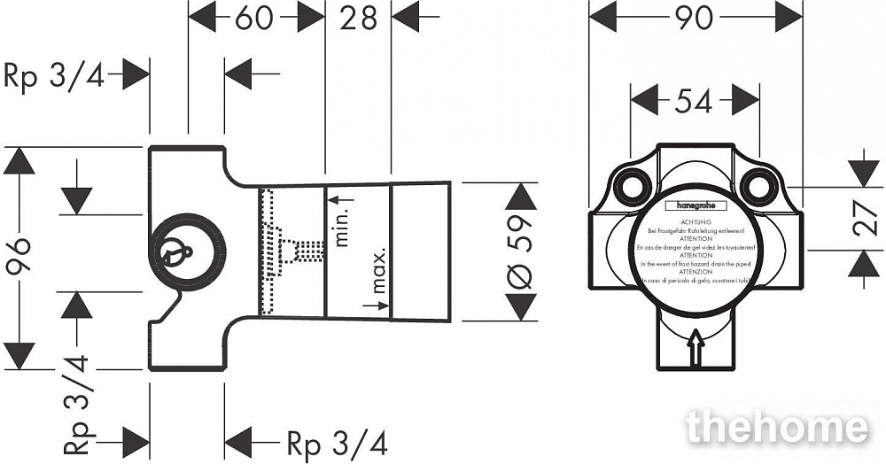 Скрытая монтажная часть для смесителя Hansgrohe Quattro 15930180 - 2