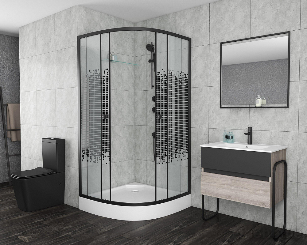 Душевой уголок Niagara Eco NG-007-14 BLACK 90х90х195 стекло мозаика - 2