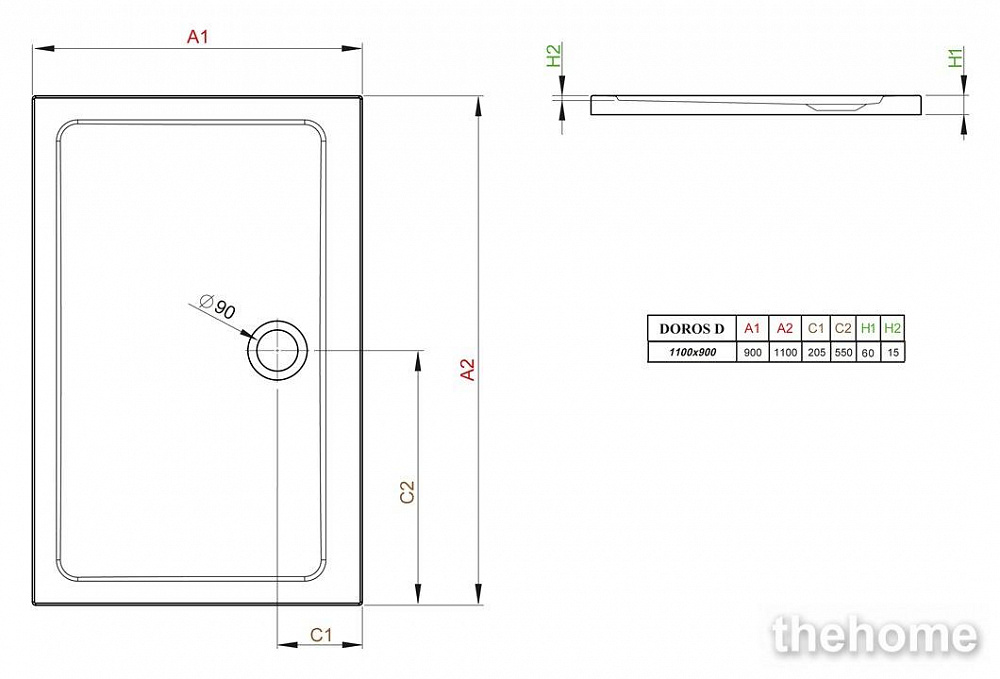 Душевой поддон Radaway Doros D 90x110 - 3
