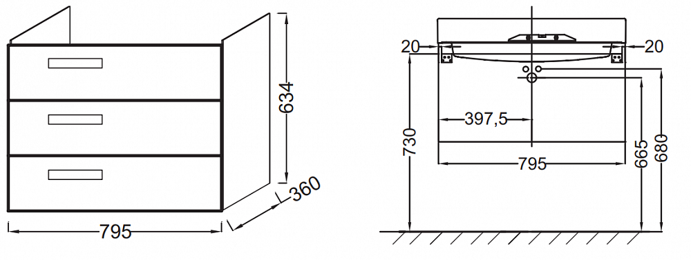 Тумба под раковину 80x63 см Jacob Delafon Rythmik EB1308-442 серый антрацит - 2