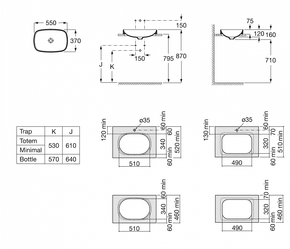 Раковина Roca Inspira WB Soft 55х37 327504000 - 2