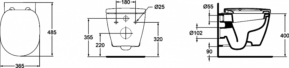 Подвесной унитаз Ideal Standard Connect E804601 укороченный - 7