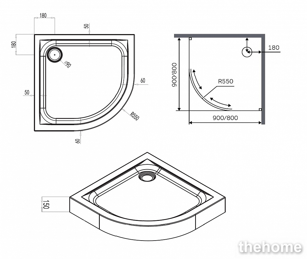 Душевой поддон Am.Pm X-Joy 80x80 W88T-205-080W - 4
