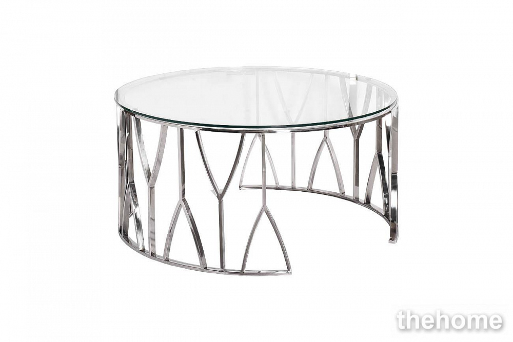 13RXCT3104-SILVER Стол журнальный стекло прозр./серебро d90*45см Garda Decor - TheHome