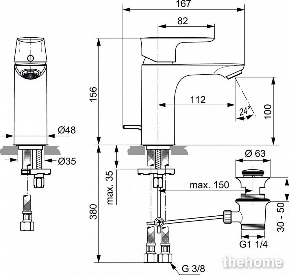 Смеситель для раковины Ideal Standard CONNECT AIR A7021AA - 2
