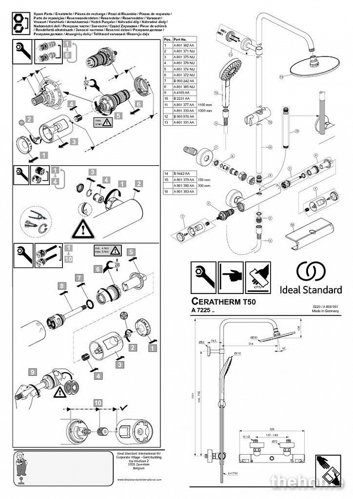 Душевая система Ideal Standard Ceratherm T50 с термостатическим смесителем A7225AA - 4