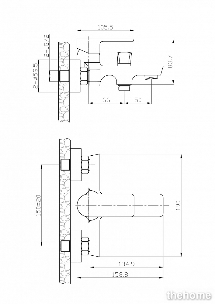 Смеситель Agger Brilliant A0310000 для ванны с душем - 2