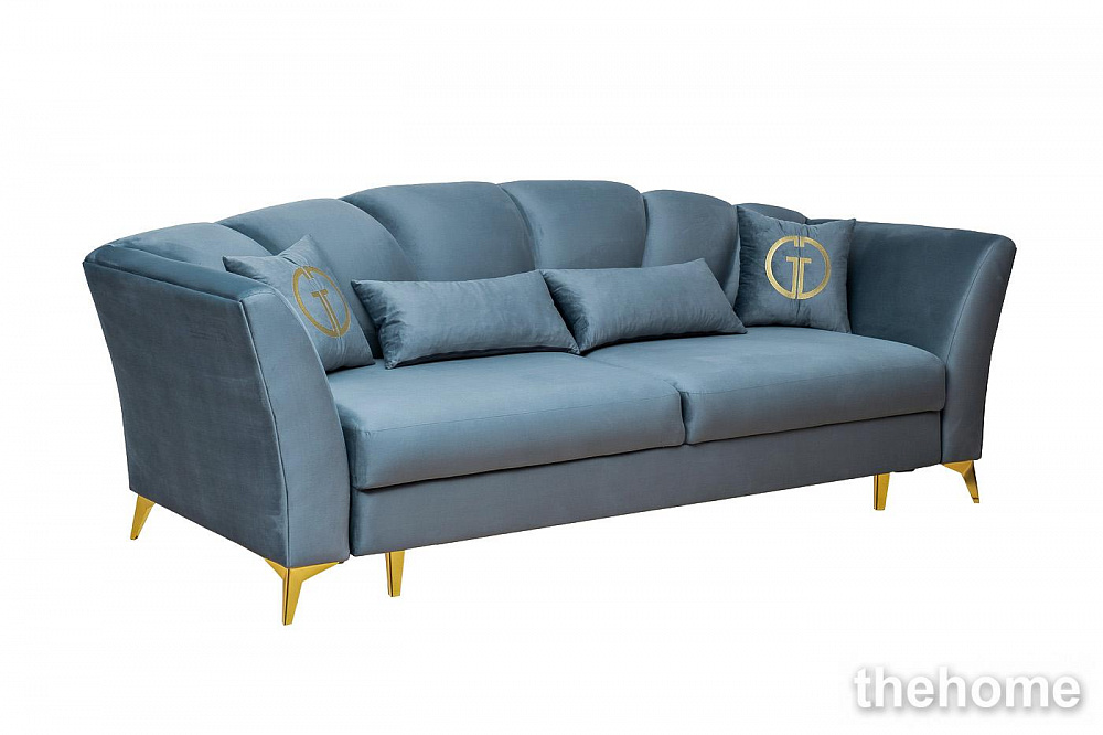 Диван Annette трехместный раскл(Пума),велюр бирюз.Riv87/зол 250*100*95 Garda Decor - 2