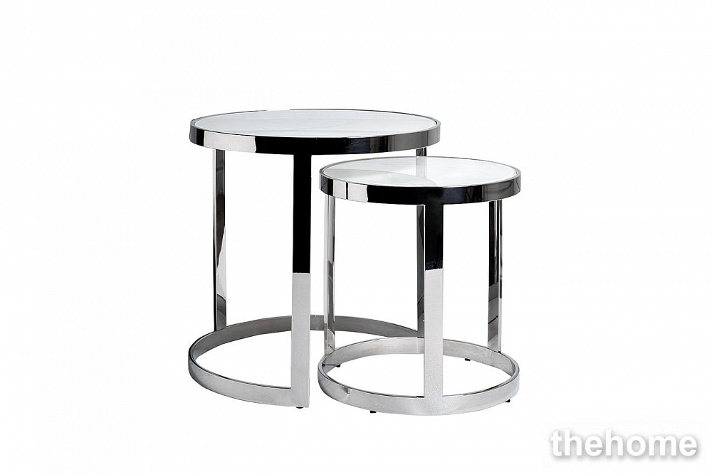 47ED-ET081S Столы журн(наб из 2шт)стекло мрам/хром d60*60/d46*50 Garda Decor - TheHome
