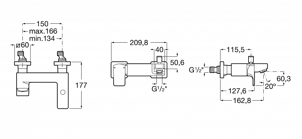 Смеситель Roca L90 5A0D01C00 для ванны с душем, хром - 2