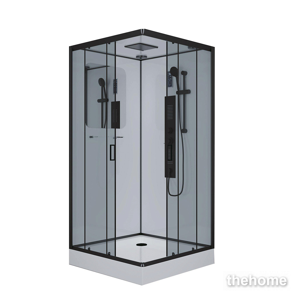 Душевая кабина Niagara Premium NG-6902-01GQ BLACK 100х100х210 стекло тонированное - TheHome