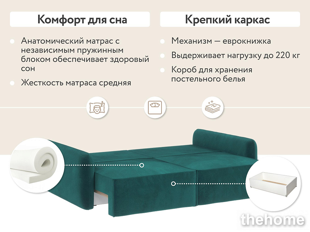Диван прямой DeeOne Портленд-7 AAA4153015 зеленый - 5