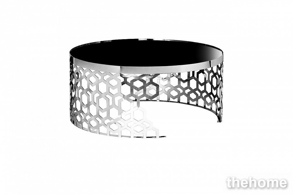 13RXCT8012-SILVER Стол журнальный стекло черн./серебро90*90*40см Garda Decor - TheHome