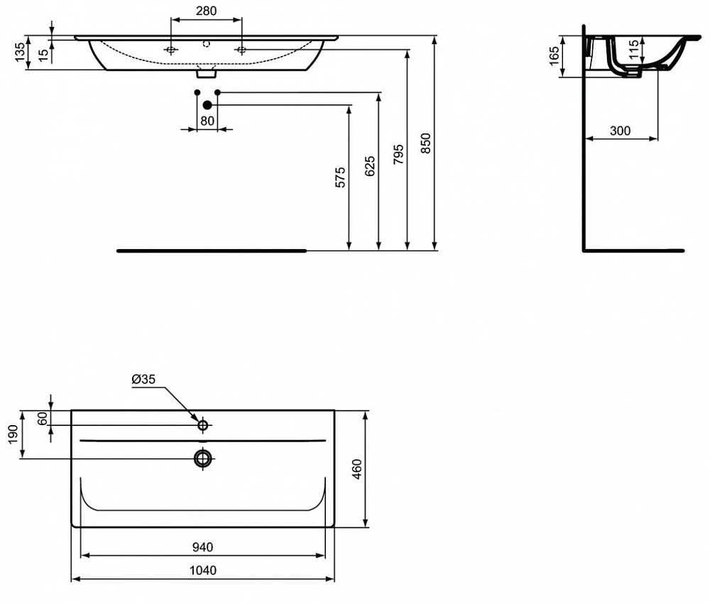 Раковина Ideal Standard Connect Air Vanity E027401, 104 см - 5